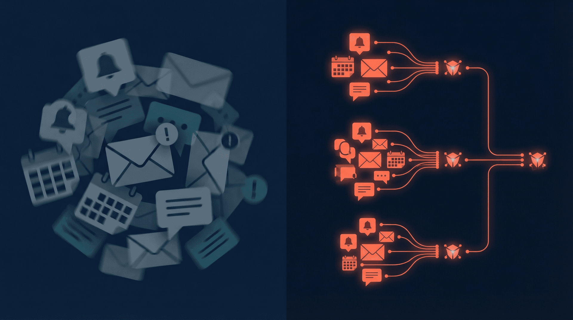 The communication overload problem — before and after AI agent management