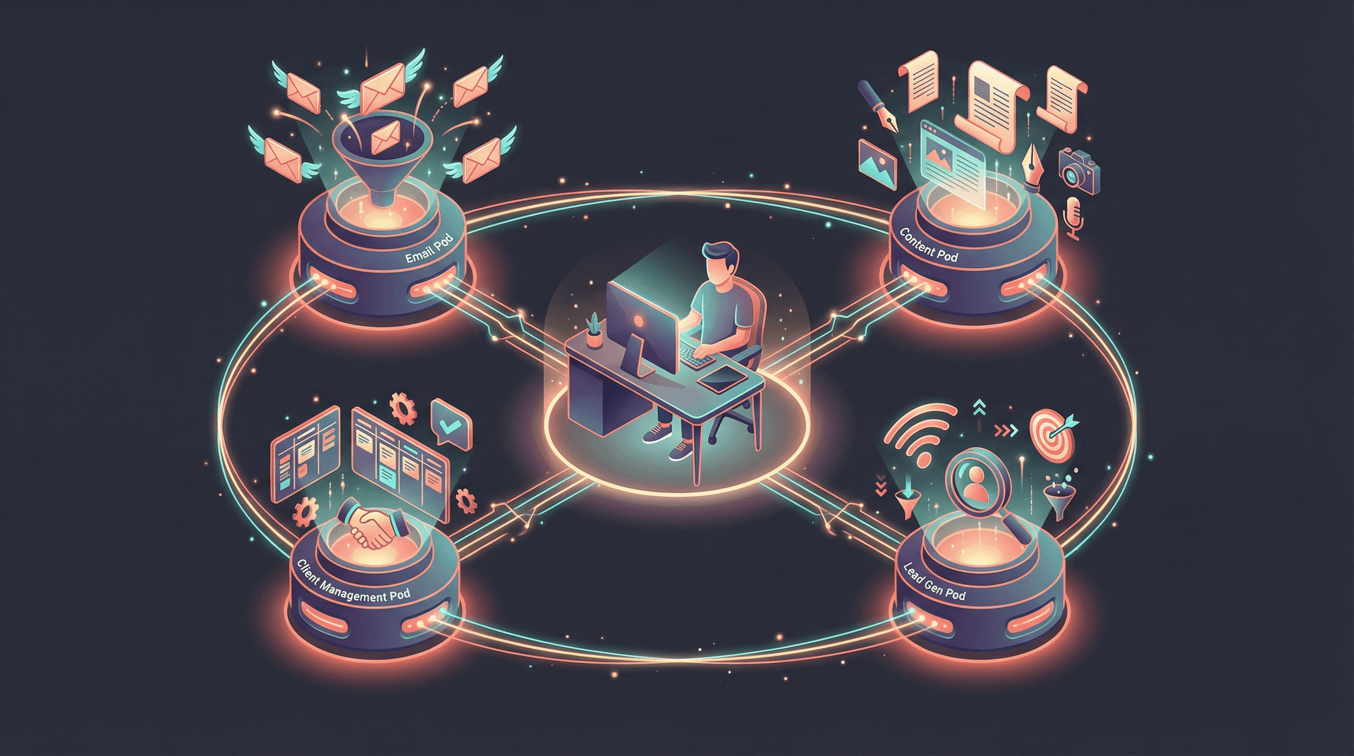 AI agent squad architecture for solopreneur lead generation and client management